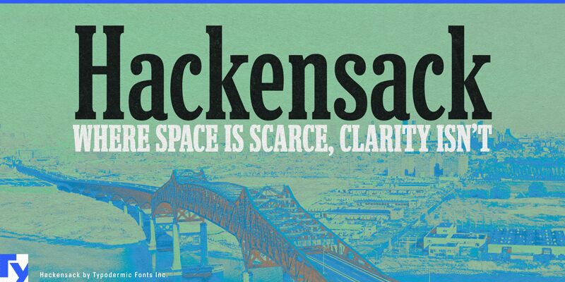 Hackensack SemiBold Italic font presentation and specimen