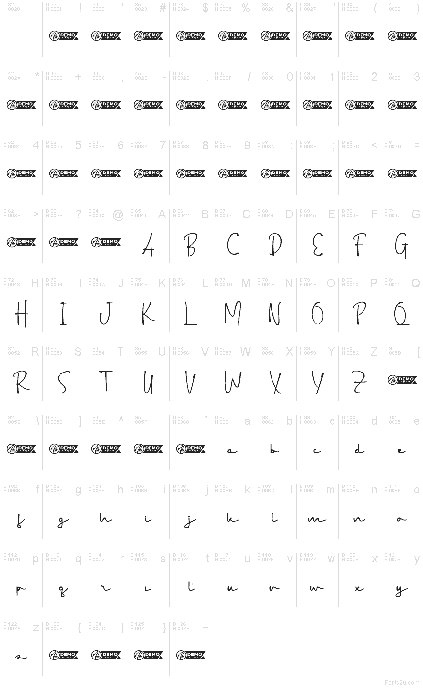 Latino di base - Mappa caratteri