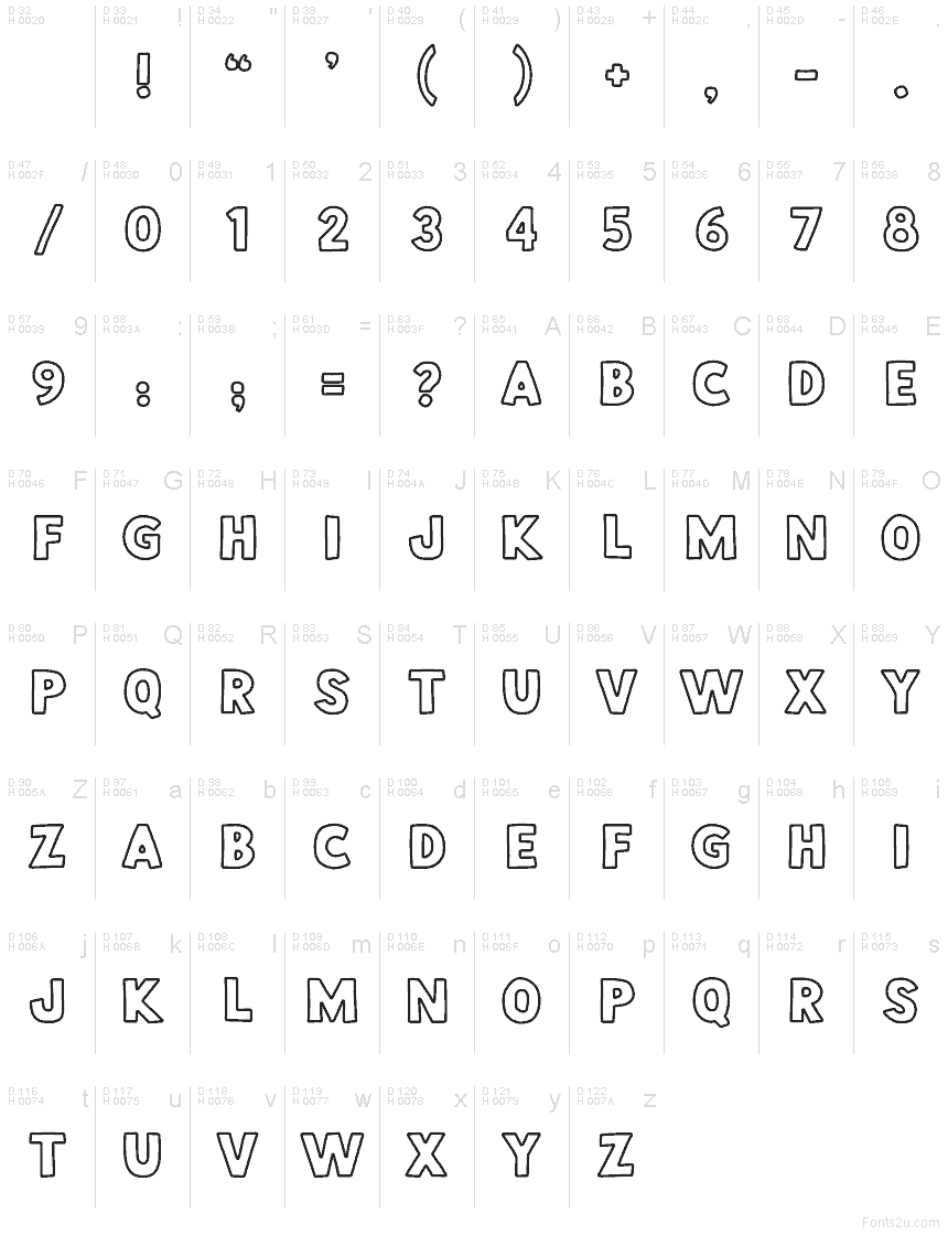 Basis-Lateinisch - Zeichentabelle