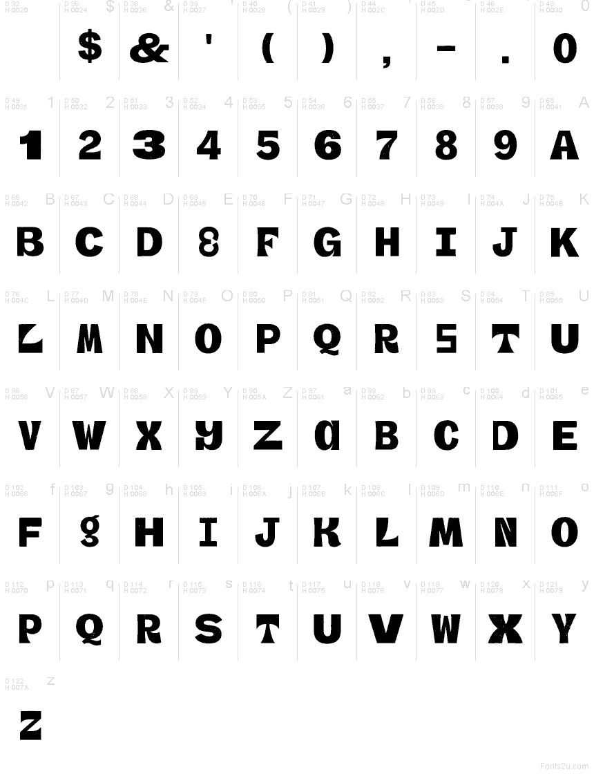 Latin de base - Table de caractères