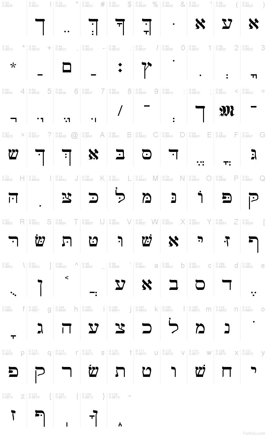 hebrew font truetype most common