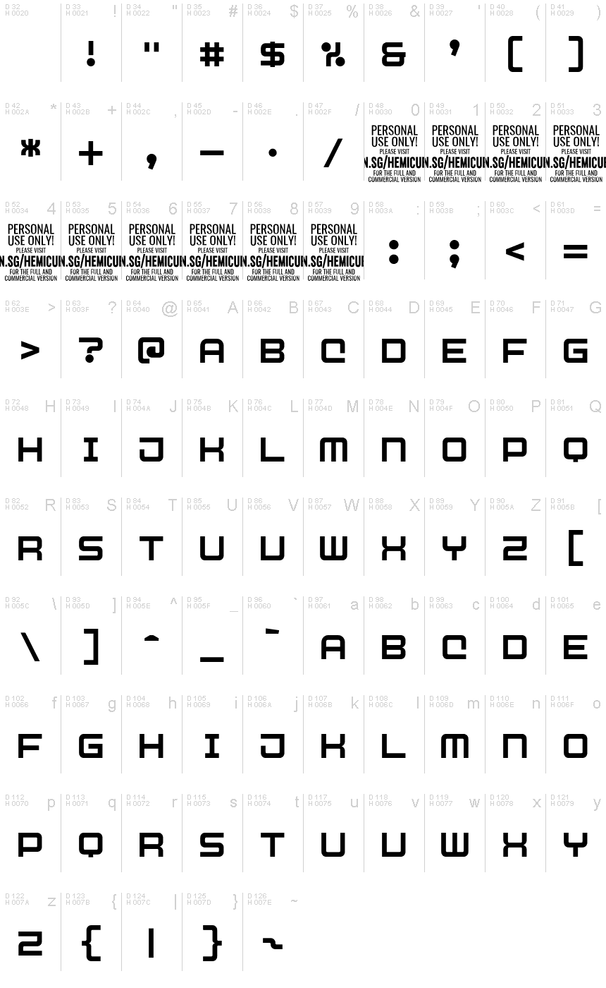 Basic Latin - charmap