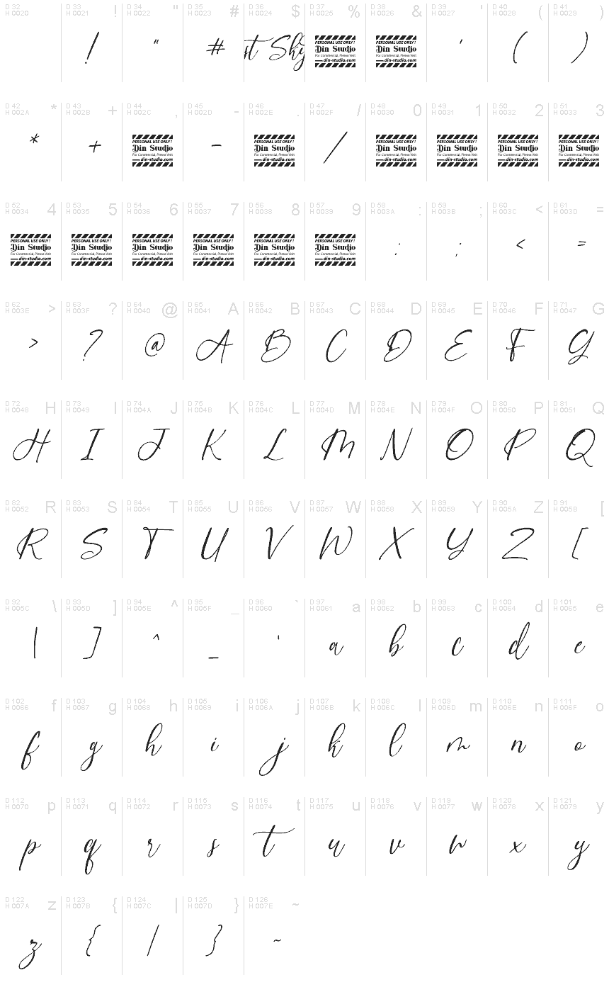Basic Latin - charmap