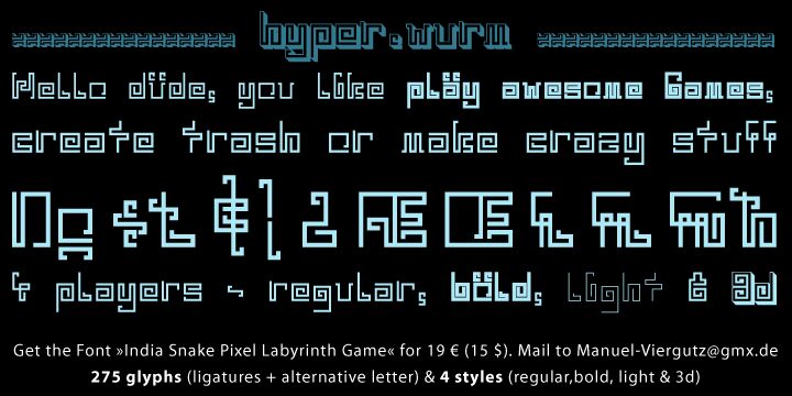 India Snake Pixel Labyrinth Gam Carattere