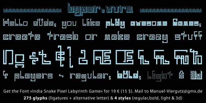 IndiaSnakePixelLabyrinthGame font