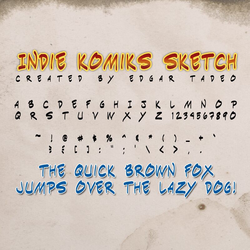 Indie Komiks Sketch Schriftart