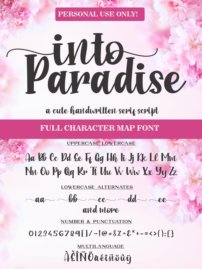 Into Paradise Carattere