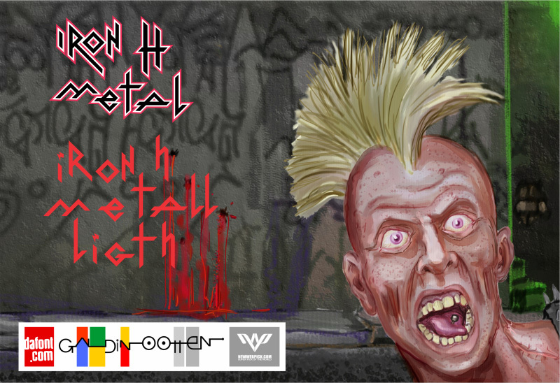 Iron H Metal Outline Schriftart