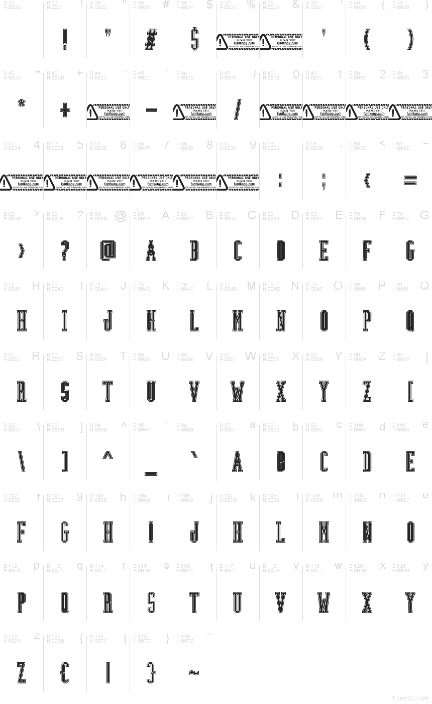 Latino di base - Mappa caratteri