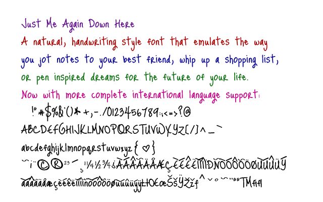 Just Me Again Down Here Druh písma