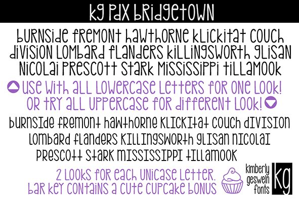 kg pdx bridgetown Schriftart