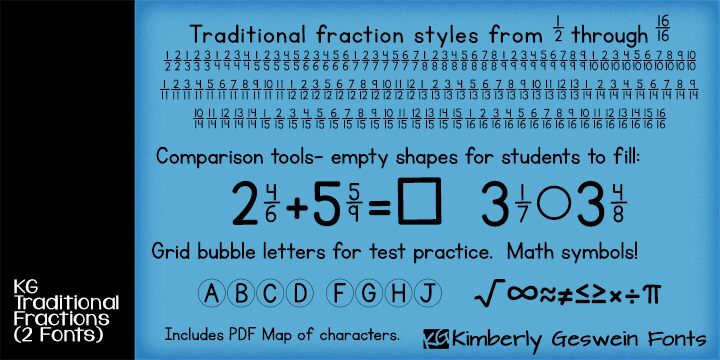 KG Traditional Fractions Schriftart