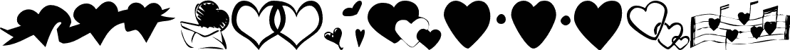 Preview of the KR Hearts Along font