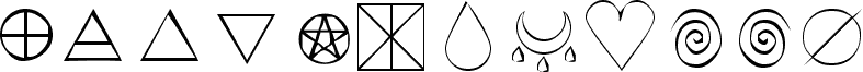 Ukážka písma KR Wiccan Symbols