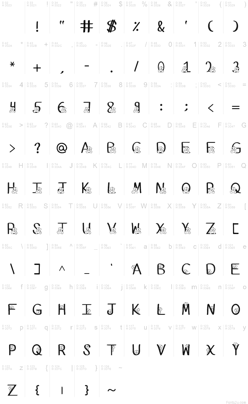 Latin de base - Table de caractères