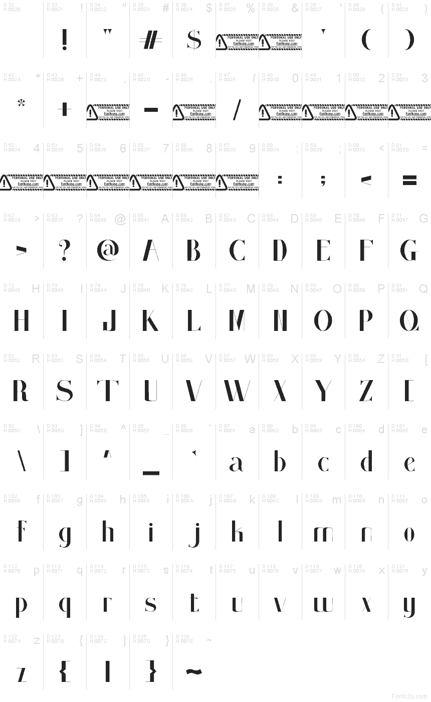 Basic Latin - charmap