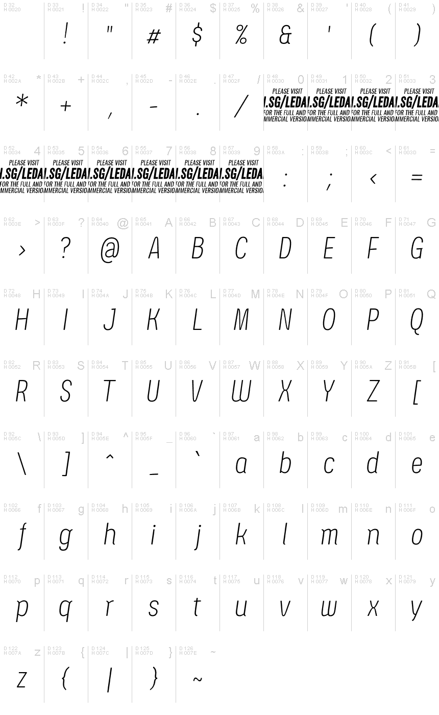 Basic Latin - charmap