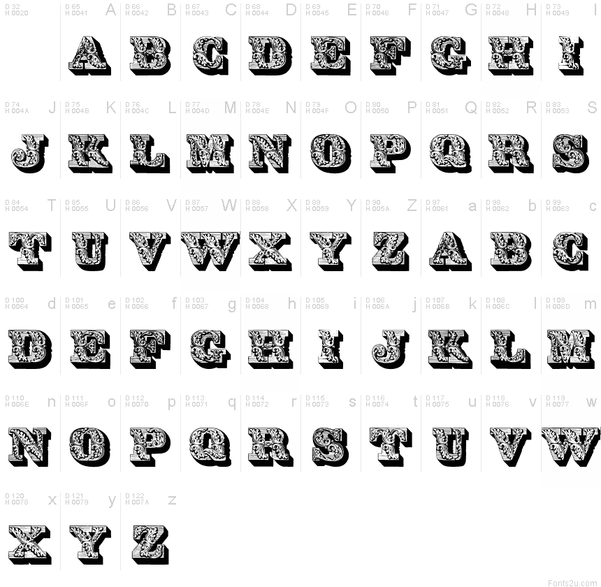 Lettres ombrees ornees font | Fonts2u.com