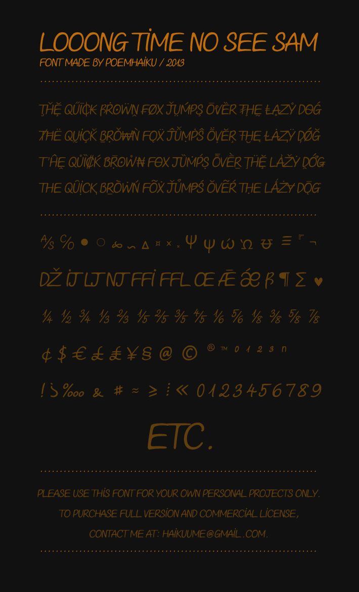 Looong time no see Sam Schriftart