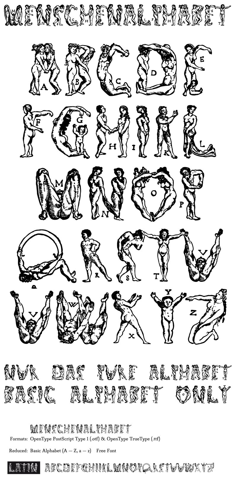 Menschenalphabet Schriftart