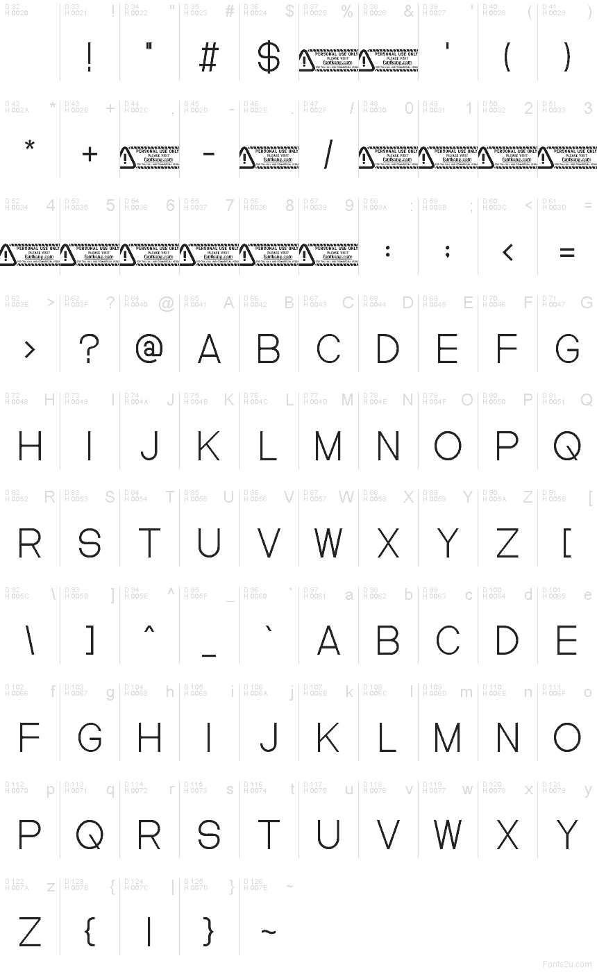 Latino di base - Mappa caratteri