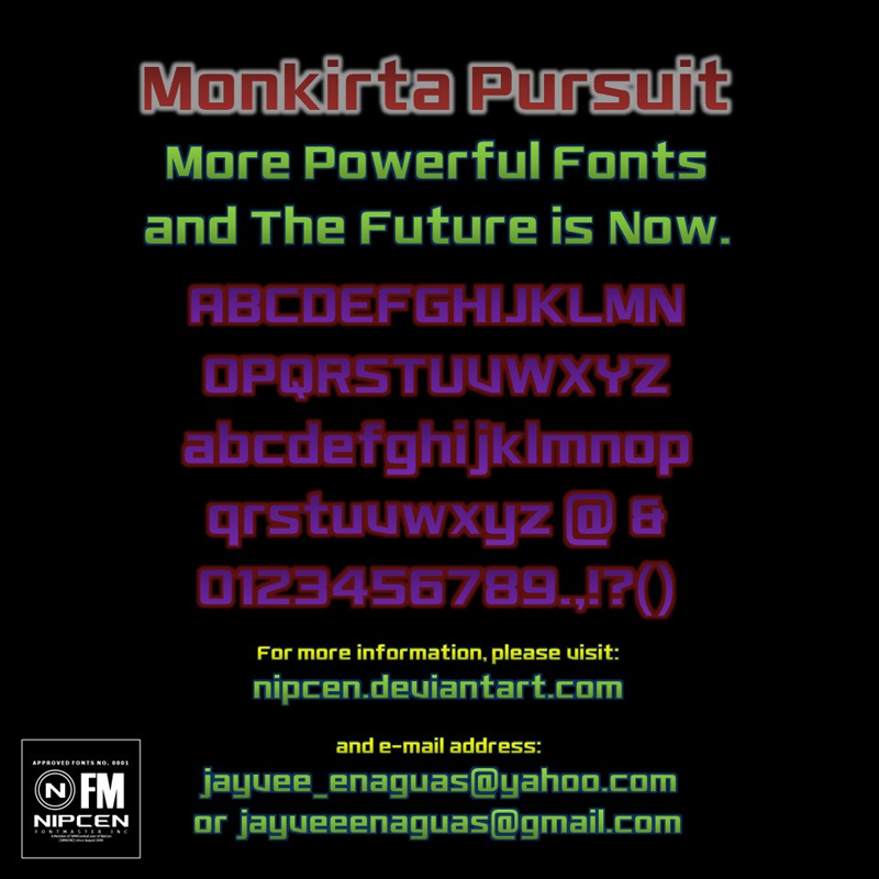 Monkirta Pursuit NC Druh písma