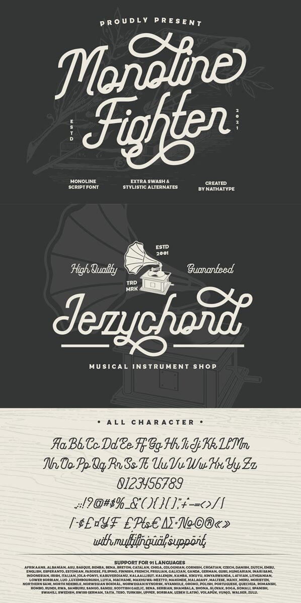 Monoline Fighter Schriftart