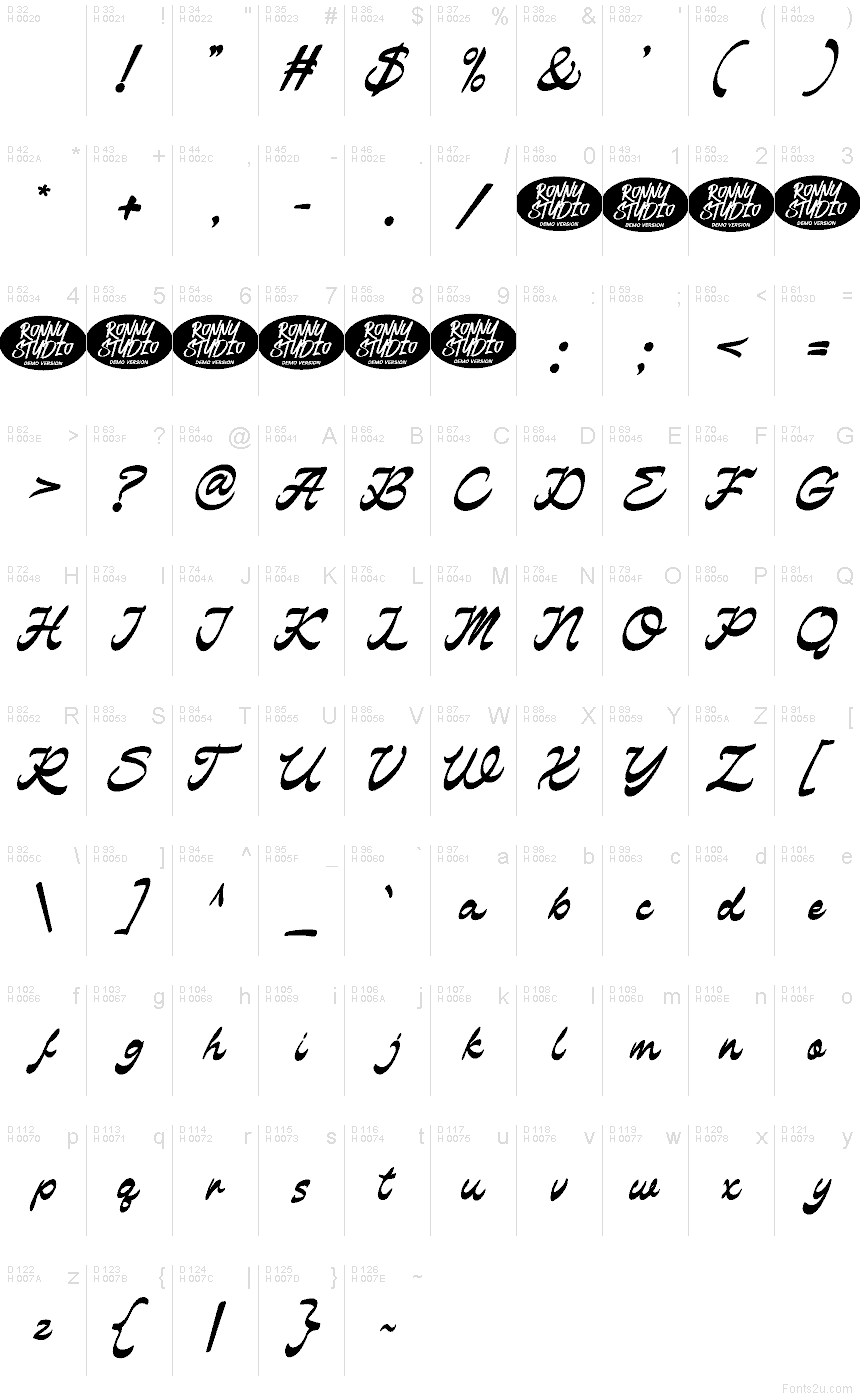 Basic Latin - charmap