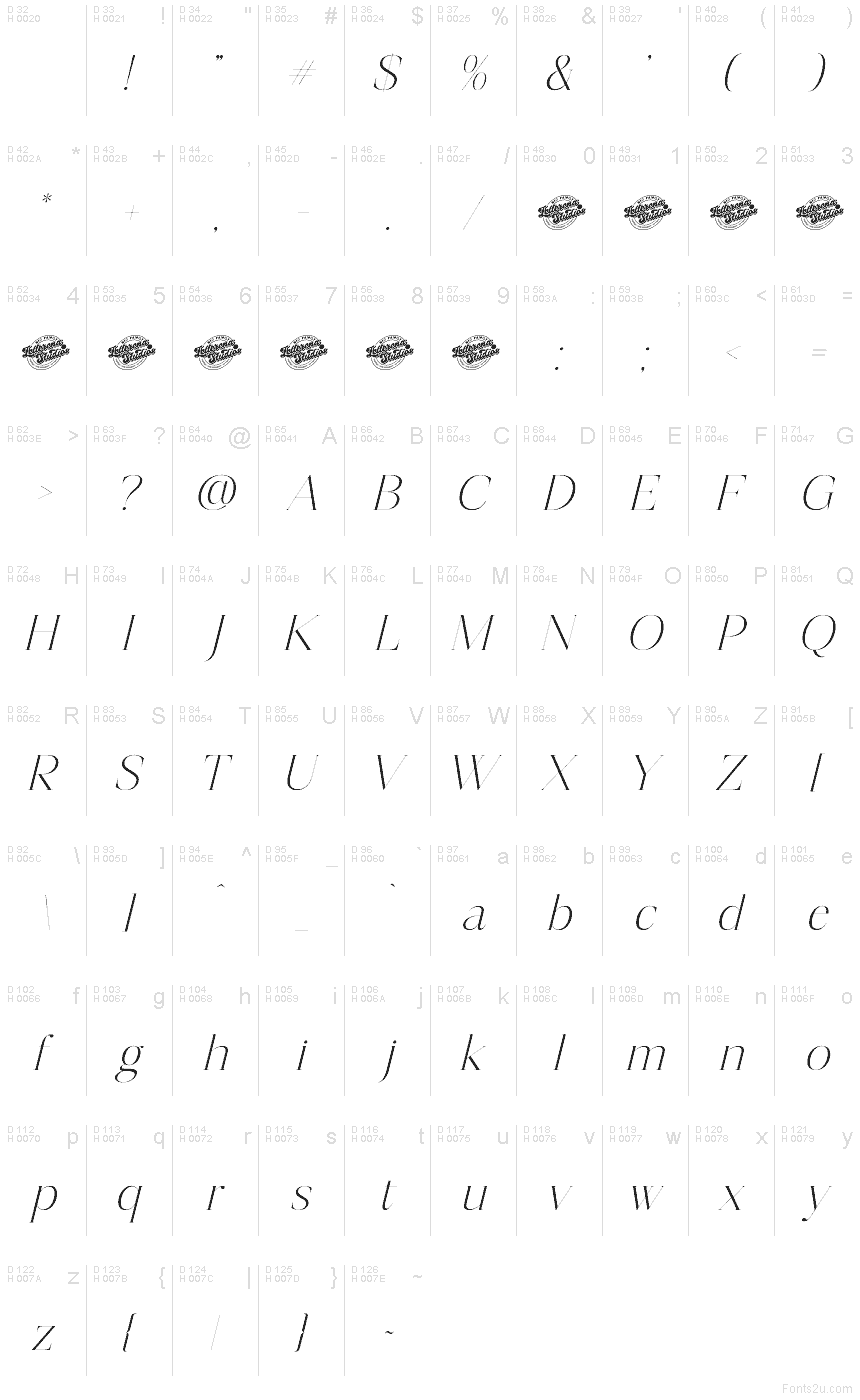 Basis-Lateinisch - Zeichentabelle