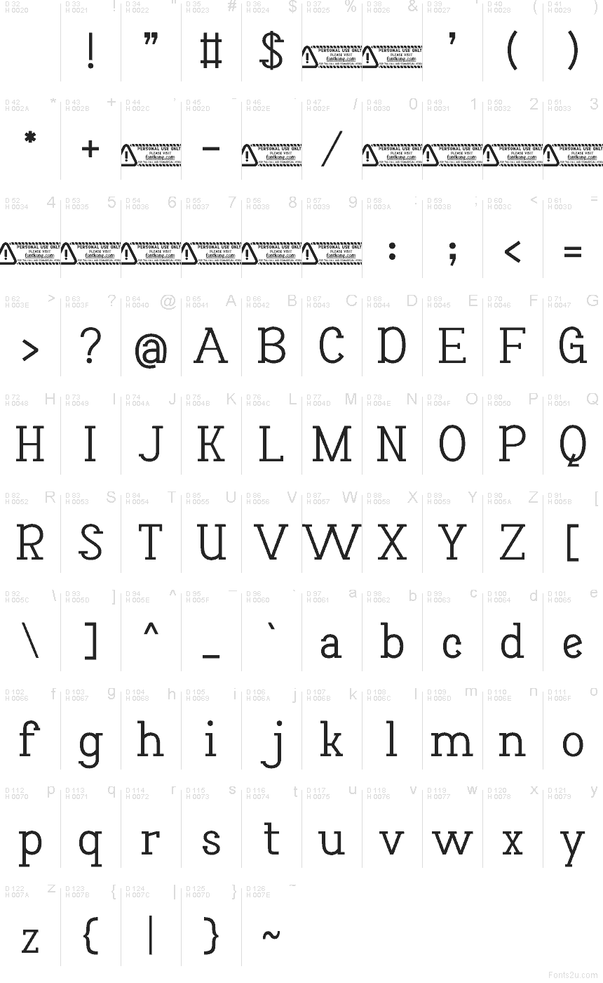 Latin de base - Table de caractères