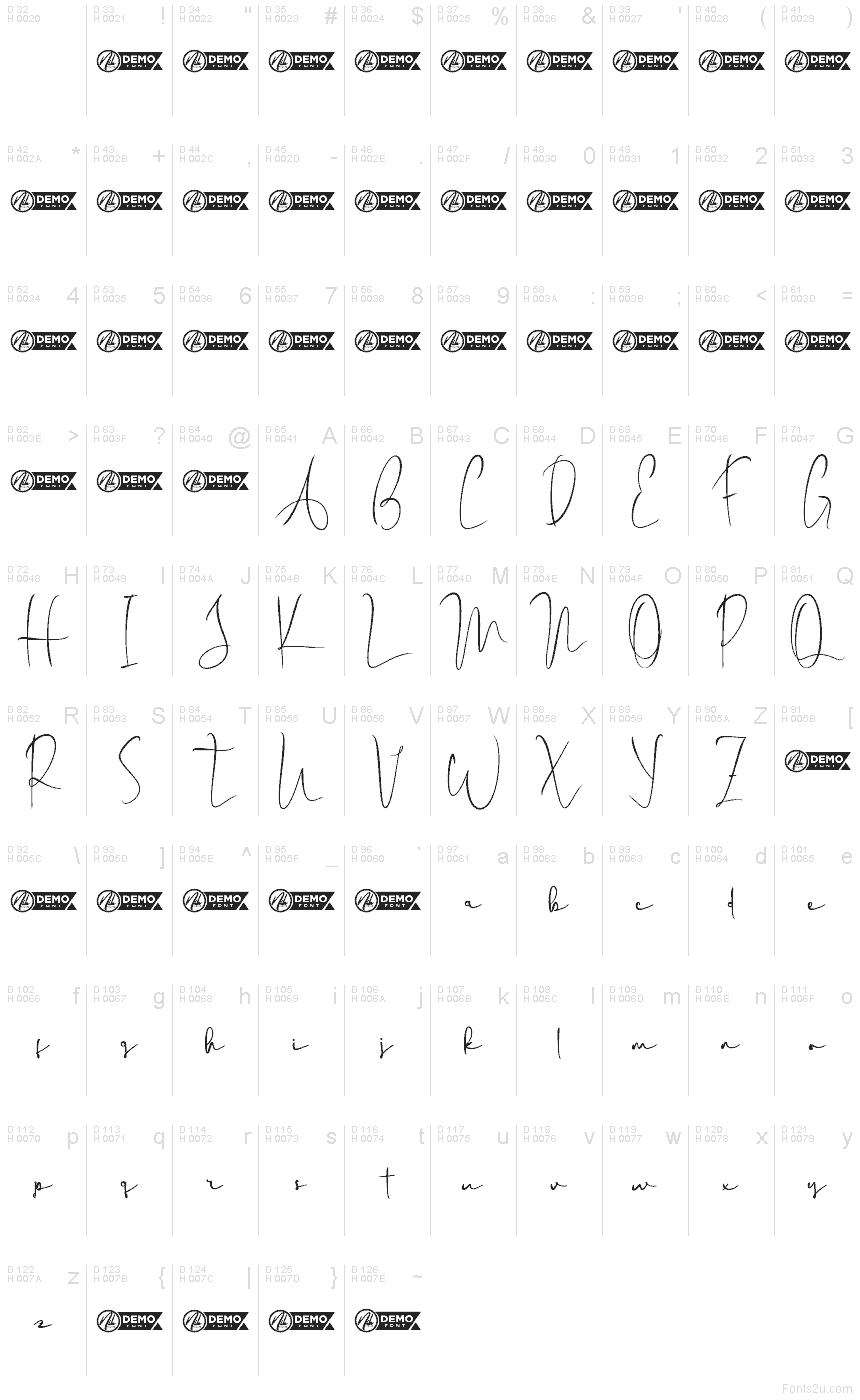 Latino di base - Mappa caratteri