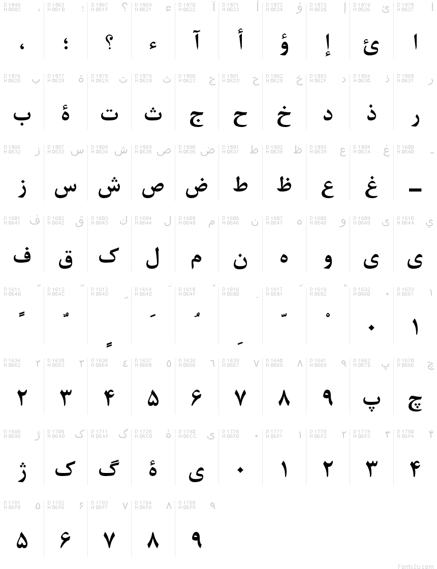 b farsi fonts