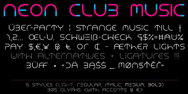 NEON CLUB MUSIC Czcionka
