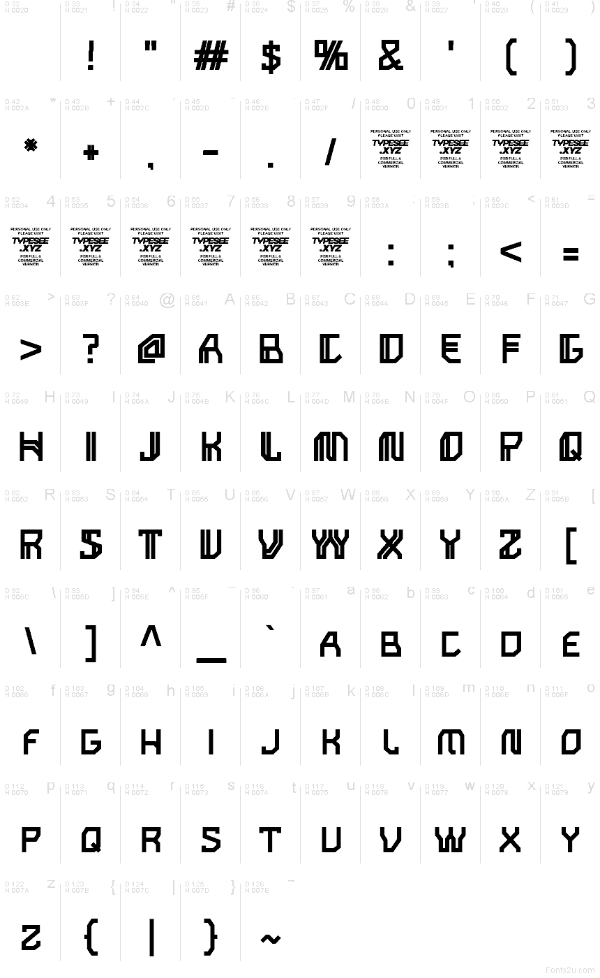 Базовая латиница - Таблица символов