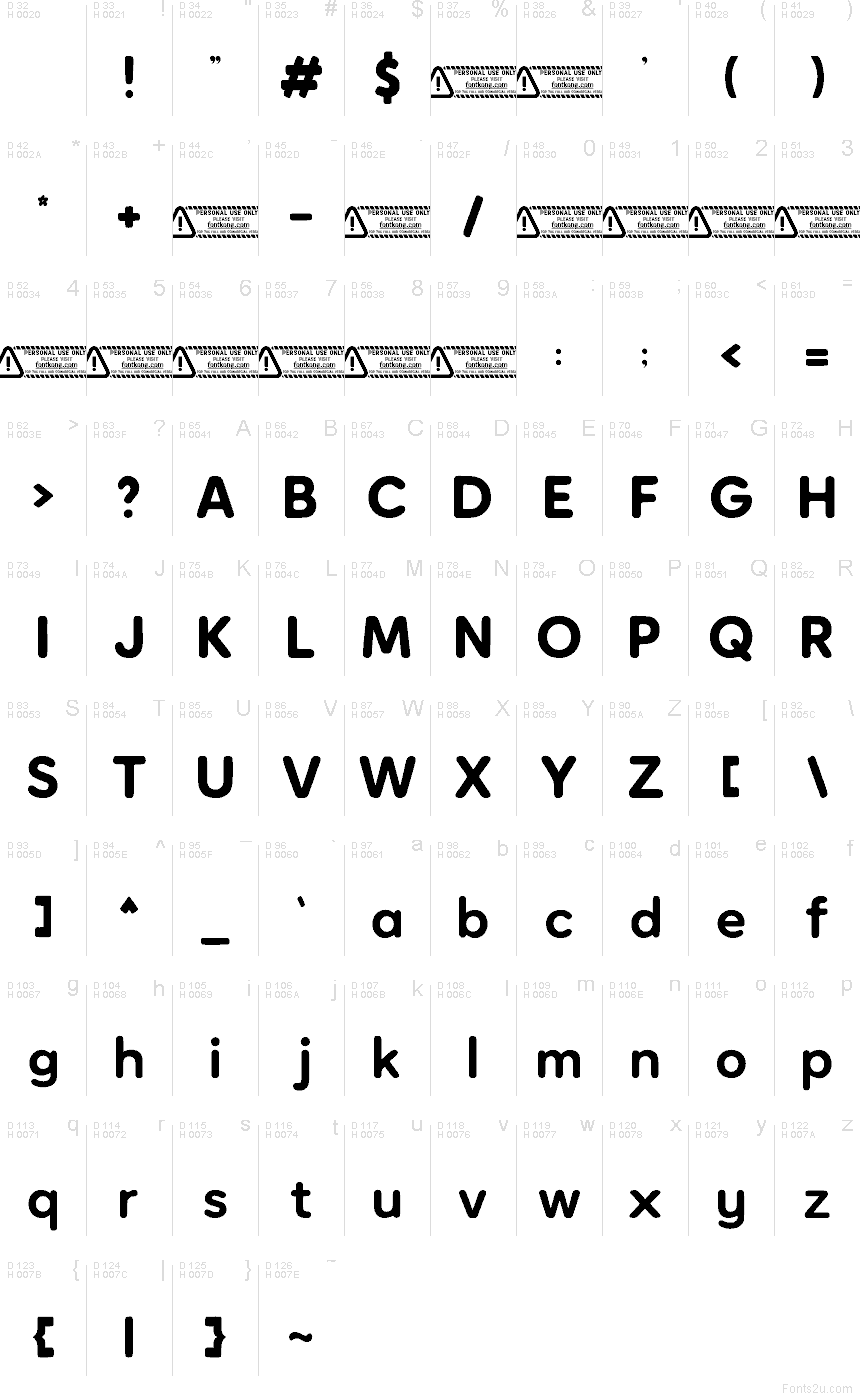 Latino di base - Mappa caratteri