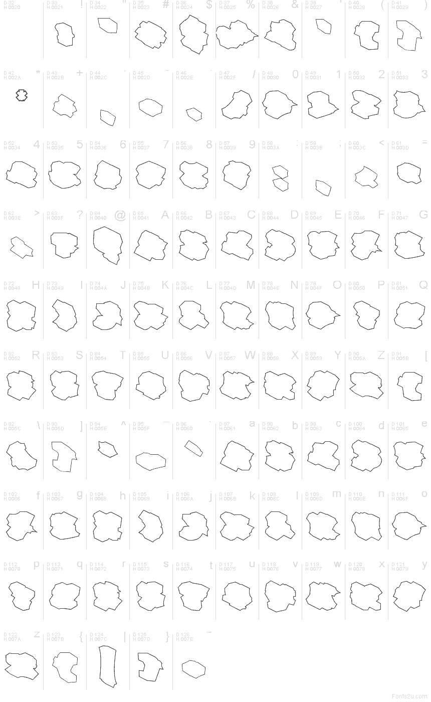 Latino di base - Mappa caratteri