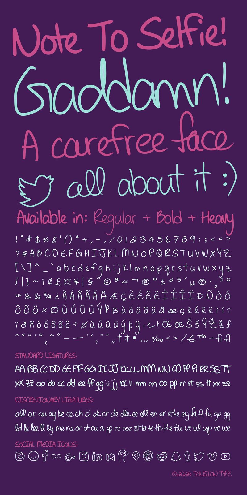 Note to Selfie Carattere