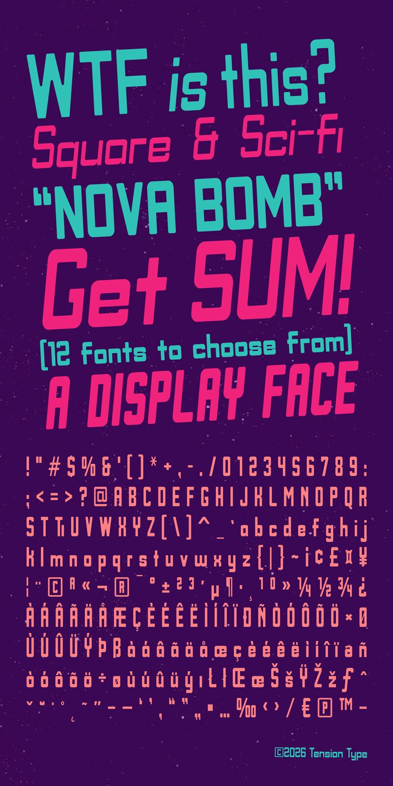 Nova Bomb Regular — Prezentace písma