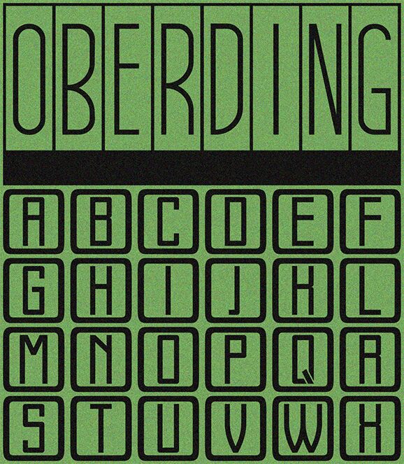 Oberding Flat Regular font presentation and specimen