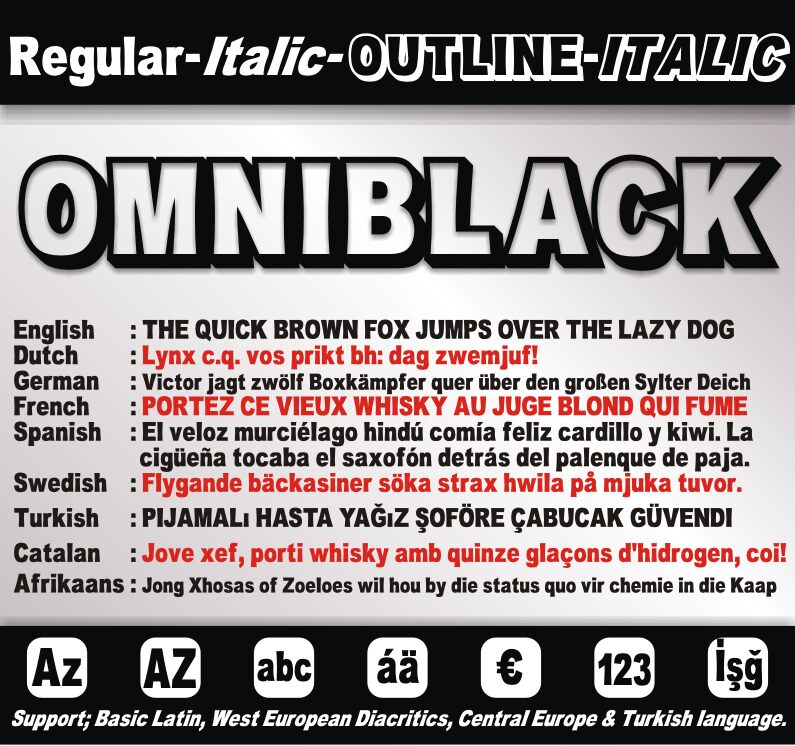 OMNIBLACK Druh písma