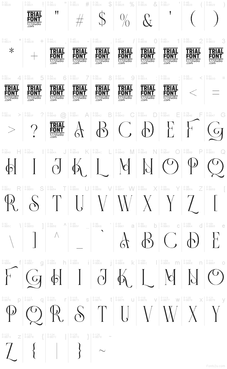 Latino di base - Mappa caratteri