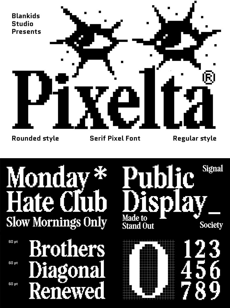 Pixelta Regular — Prezentace písma
