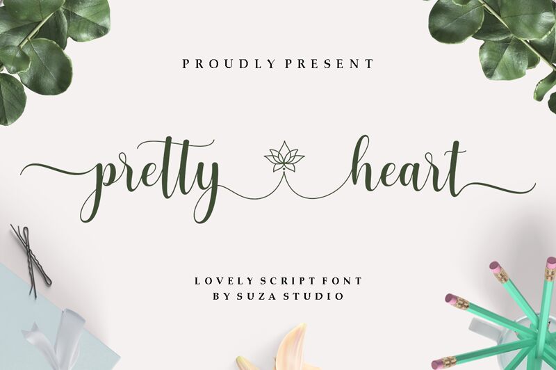 pretty heart script Schriftart
