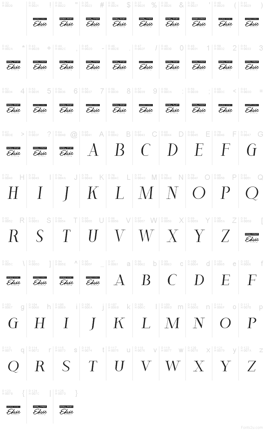 Basic Latin - charmap