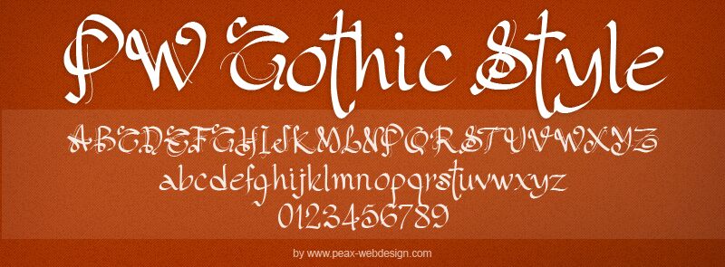 PW Gothic Style Carattere