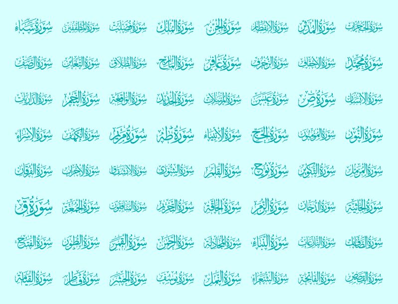 Quran karim 114 Schriftart