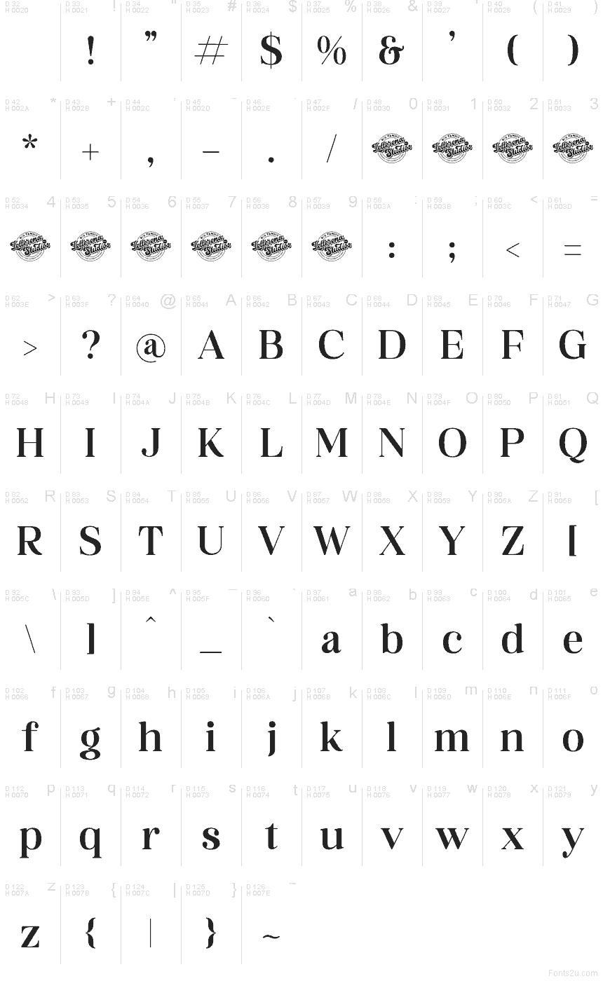 Базова латиниця - Таблиця символів