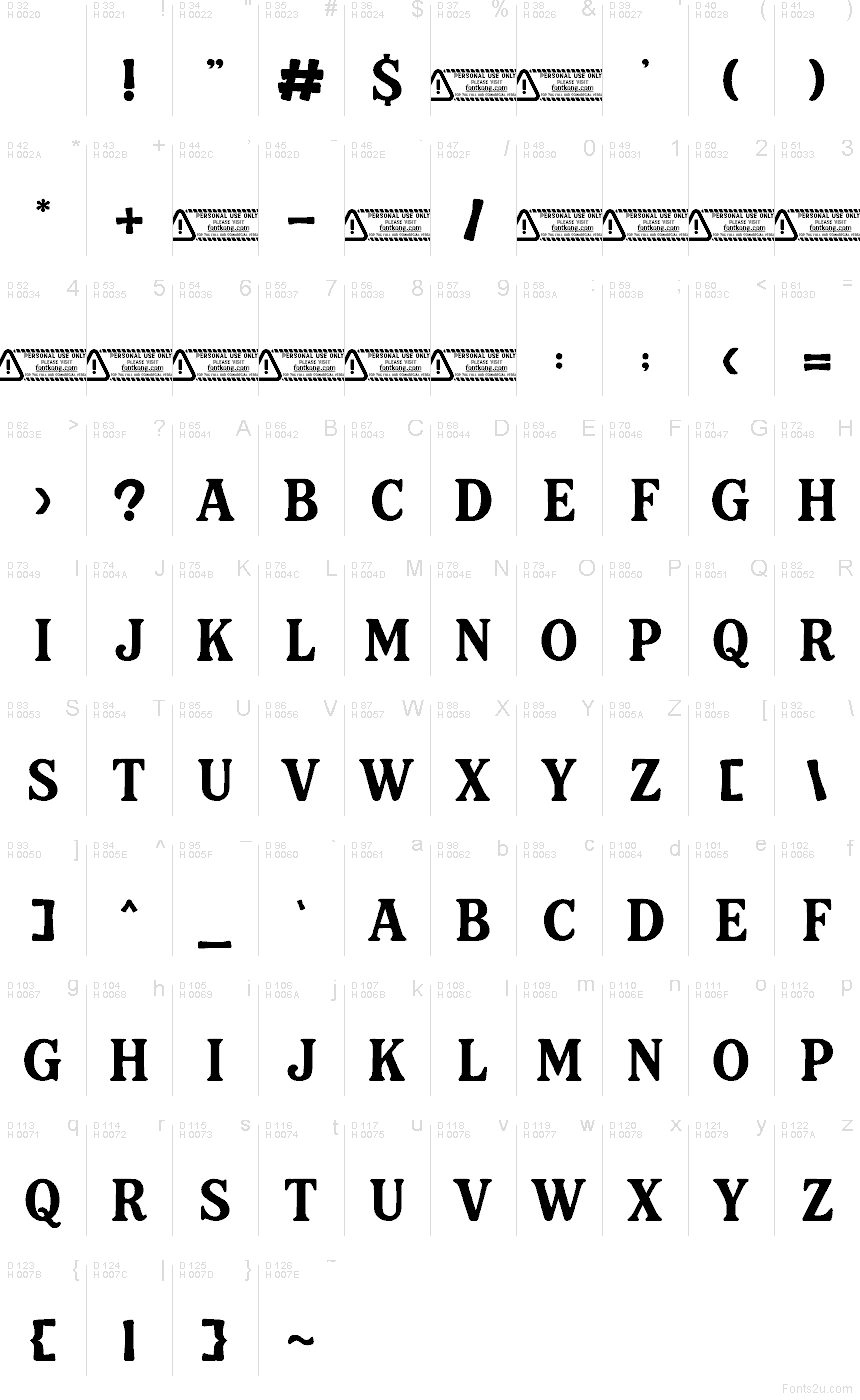 Basic Latin - charmap