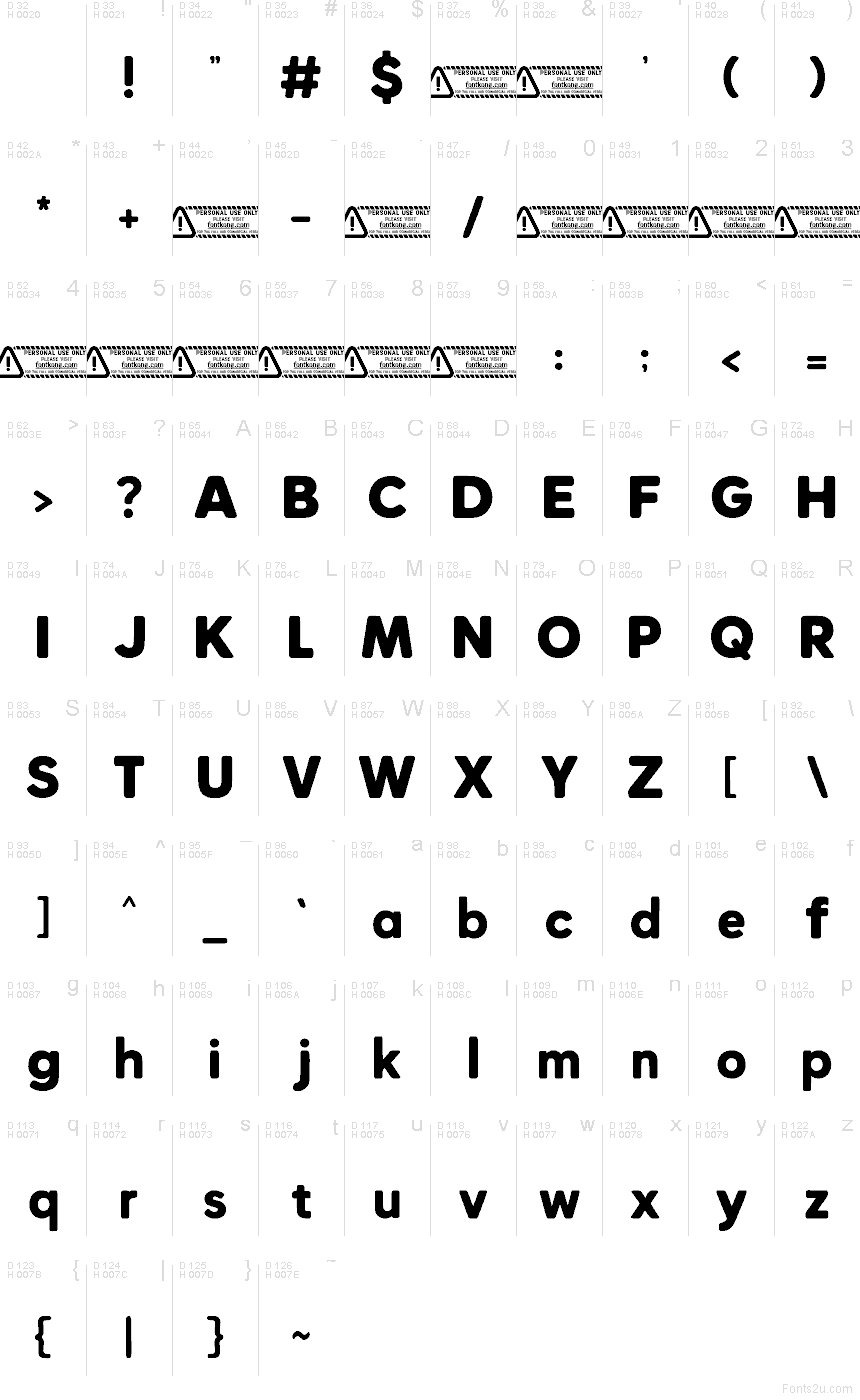 Latino di base - Mappa caratteri