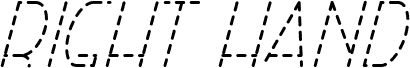 Preview of the Right Hand Light Italic Dash font